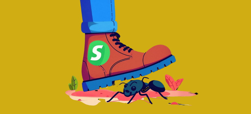 Shopify boot stepping on an ant